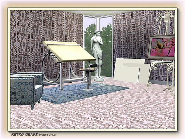 Sims 3 — Retro Gears pattern by marcorse — A classic retro pattern featuring gear wheels of several types
