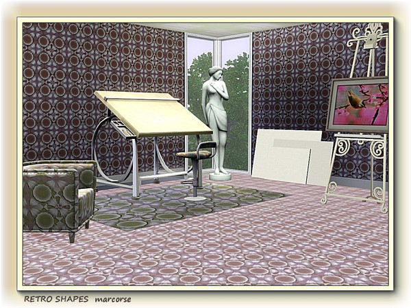 Sims 3 — Retro Shapes pattern by marcorse — Another retro shape pattern, featuring circles and floral motifs