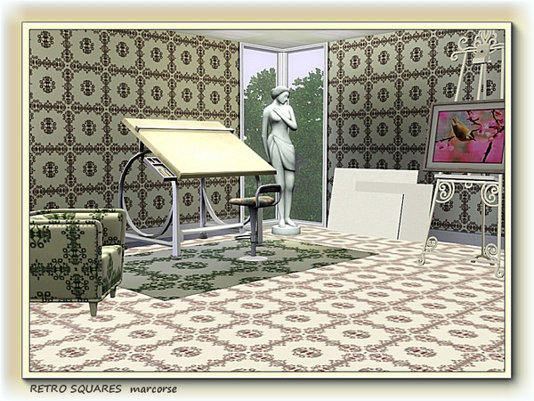 Sims 3 — Retro Squares pattern by marcorse — Squares of small design motifs in a retro inspired pattern