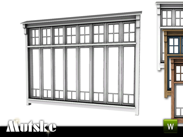 Sims 3 — Alda Window Middle 3x1 by Mutske — 4 recolorable parts. Made by Mutske@TSR. TSRAA.