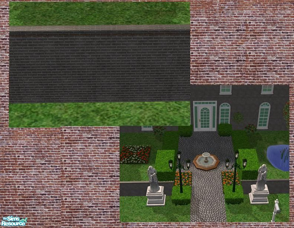Sims 2 — Coursing Soldier in Grey Half Wall by mianatw1 — Using the \'Coursing Soldier in Grey Brick\' wallpaper and this