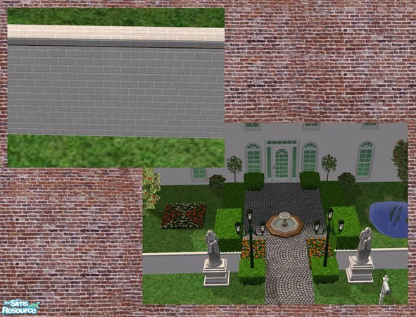 Sims 2 — Londons White Brick Half Wall by mianatw1 — Using the \'Londons White Brick\' wallpaper and this Half Wall, you