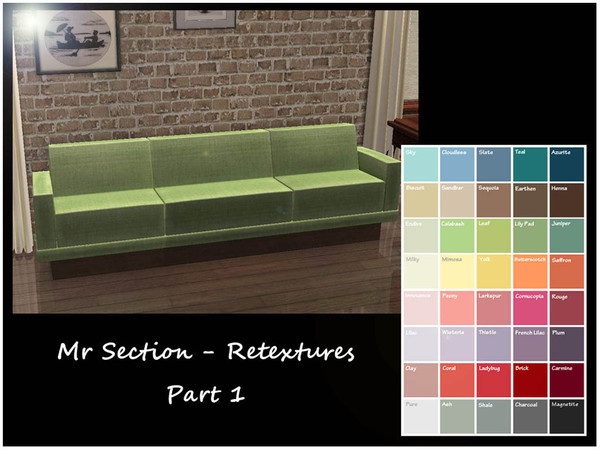 Sims 2 — Mr Section Fabric Texture Part 1 by portiapudding — As shown, these will recolour the chair with arms and the