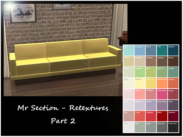 Sims 2 — Mr Section Fabric Texture Part 2 by portiapudding — As shown, these will recolour the chair with arms and the
