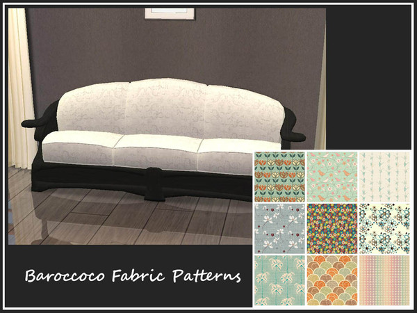 Sims 2 — Baroccoco Loveseat Fabric Patterns by portiapudding — Recolours of the Baroccoco Loveseat and Sofa Fabric in a