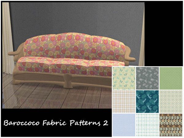 Sims 2 — Baroccoco Loveseat Fabric Patterns 2 by portiapudding — Recolours of the Baroccoco Sofa and Loveseat fabric