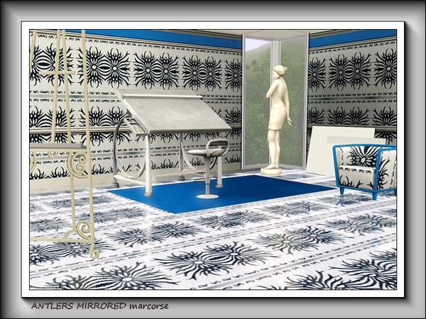 Sims 3 — Antlers Mirrored pattern by marcorse — Stylised antlers mirrored in a regular repeat, forming a horizontal