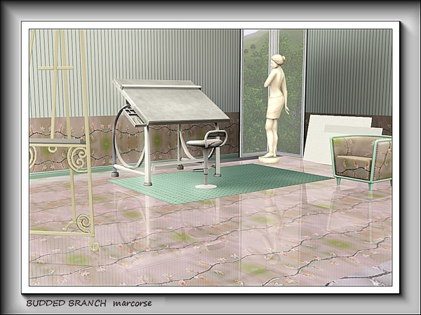 Sims 3 — Budded Branch pattern by marcorse — Budding blossoms on a bare branches - a horizontal pattern in pinky/grey
