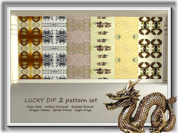 Sims 3 — Lucky Dip 2 pattern set by marcorse — Here is another set of 6 patterns from my Lucky Dip! Budded Branch/Disco