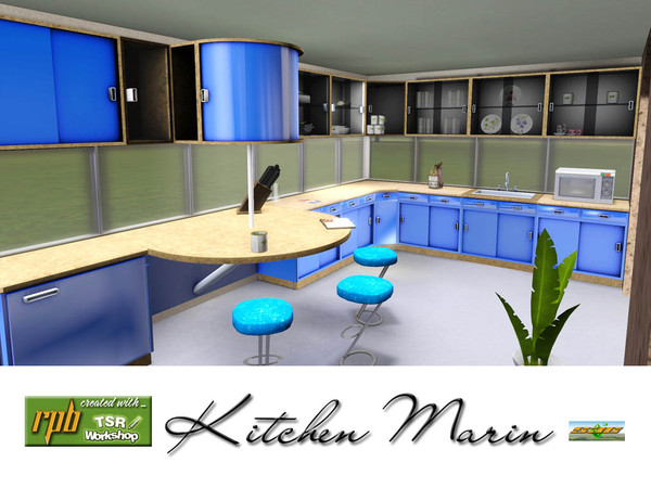 Sims 3 — Marin Kitchen by ruhrpottbobo — Modern kitchen with some gimmicks, small refrigerator and high dining counter