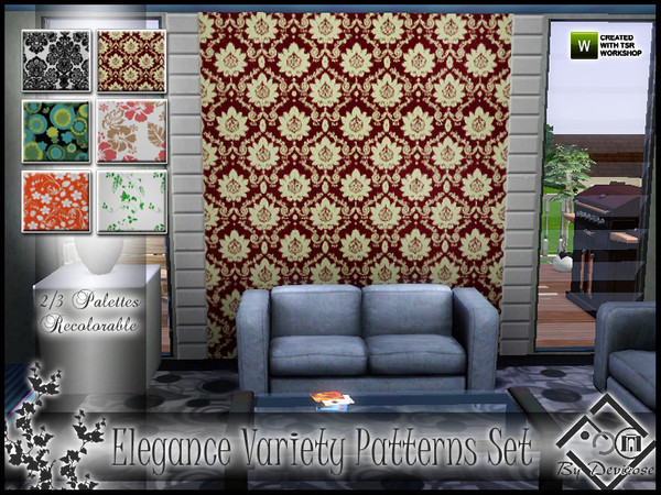 Sims 3 — Elegance Variety Patterns Set by Devirose — Pleasant twists or delicate harmonies for a set of texture modern