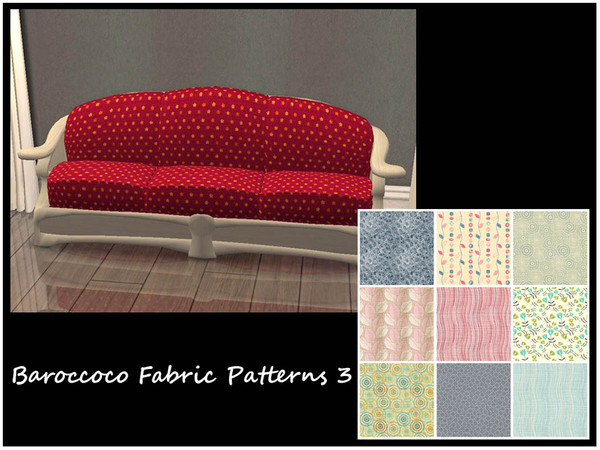 Sims 2 — Baroccoco Loveseat Fabric Patterns 3 by portiapudding — Collection of 10 fabric patterns for the Baroccoco