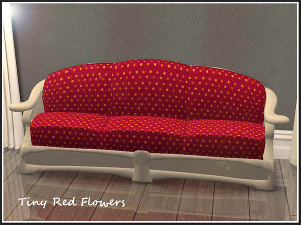 Sims 2 — Baroccoco Loveseat Fabric Patterns 3 - Tiny Red Flowers by portiapudding — Collection of 10 fabric patterns for