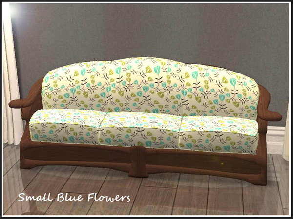 Sims 2 — Baroccoco Loveseat Fabric Patterns 3 - Small Blue Flowers by portiapudding — Collection of 10 fabric patterns