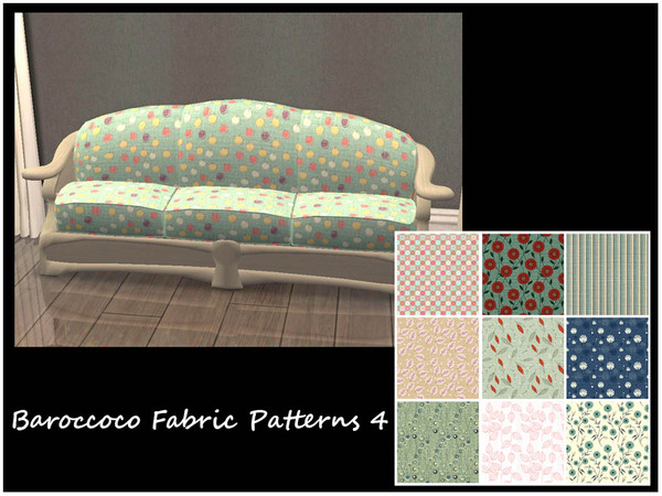 Sims 2 — Baroccoco Loveseat Fabric Patterns 4 by portiapudding — A set of 10 patterned fabrics for the Baroccoco Loveseat