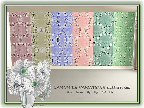 Sims 3 — Camomile Variations pattern set by marcorse — Camomile Variations is a set of 6 Fabric patterns, each featuring