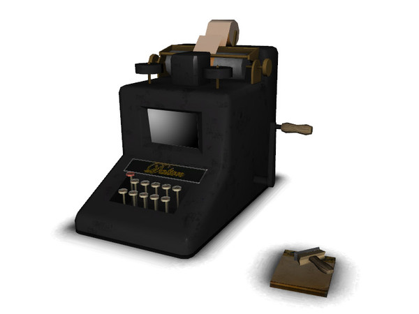Sims 3 — Antique Adding Machine (computer) by Cyclonesue — Someone modded this antique into an 8-bit functioning computer