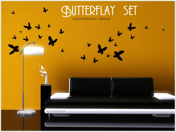 Sims 3 — Butterflay set by Severinka_ — Created by Severinka set consists of 4 items: 2 volume decor on the wall