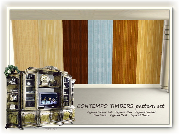 Sims 3 — Contempo Timbers pattern set by marcorse — Contempo Timbers is a set of 6 modern wood finish patterns available