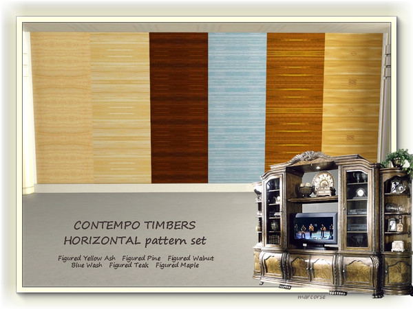 Sims 3 — Contempo Timbers Horizontal pattern set by marcorse — This is the 6-piece, matching horizontal set to my