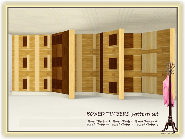 Sims 3 — Boxed Timber pattern set by marcorse — This set of 6 decorative timber designs was created using some of my