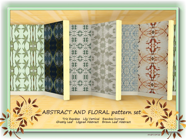 Sims 3 — Abstract and Floral pattern set by marcorse — Abstract and Floral pattern set is a collection of 4 Fabric