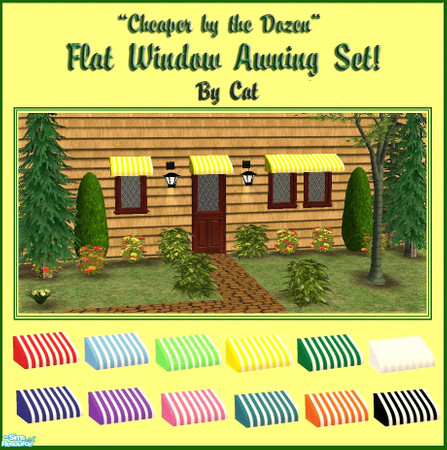 Sims 2 — Flat Window Awning Set by cat3cm — A set of new flat window awnings to accent your decor. There are 12 colors,