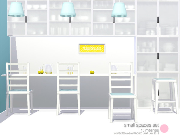 Sims 3 — Small Spaces Set by DOT — Small Spaces Set Modern Contemporary Design Lemonade Clutter, Wall Table, Chair,