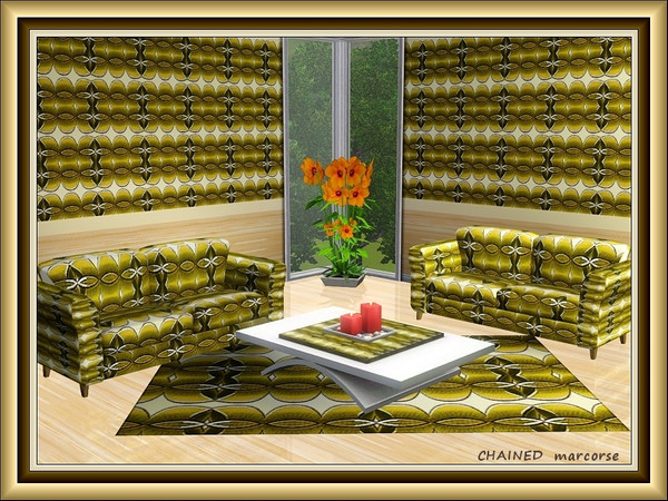 Sims 3 — Chained pattern by marcorse — Horizontal chains in shades of gold and brown on a paler background.
