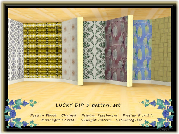 Sims 3 — Lucky Dip 3 pattern set by marcorse — Lucky Dip 3 is a a collection of 7 patterns in the Abstract, Fabrics and
