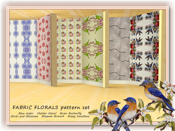 Sims 3 — Fabric Florals pattern set . by marcorse —  This is a set of 6 floral patterns to be found in Fabrics.