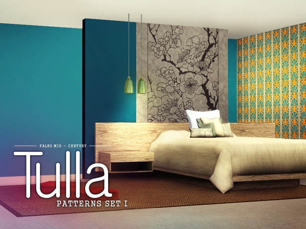 Sims 3 — Tulla patterns set I by Falko — | FALKO MID-CENTURY STYLE | Inspired by mid-century style set of 4 handmade