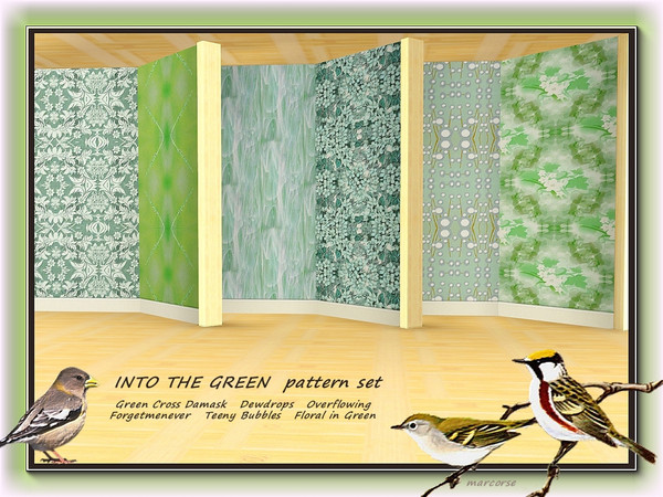 Sims 3 — Into the Green pattern set by marcorse — A setof 6 patterns with green as the main colour. With the exception of