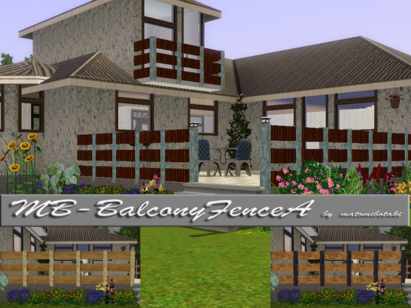 Sims 3 — MB-BalconyFenceA by matomibotaki — MB-BalconyFenceA, new fence mesh with 2 recolorable areas, by matomibotaki.