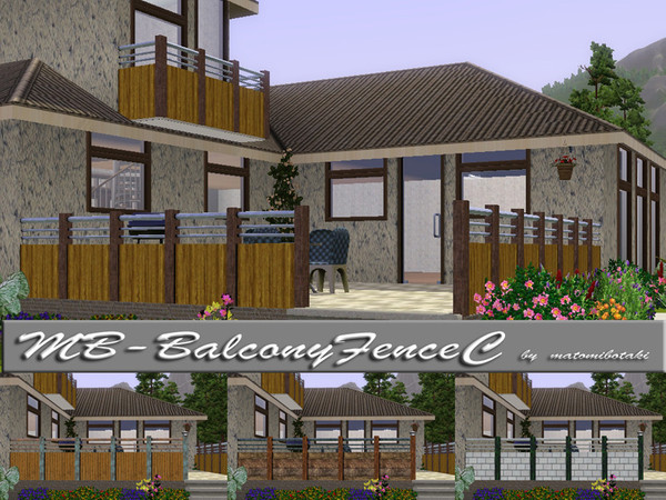 Sims 3 — MB-BalconyFenceC by matomibotaki — MB-BalconyFenceC, new fence mesh with 3 recolorable areas, by matomibotaki.