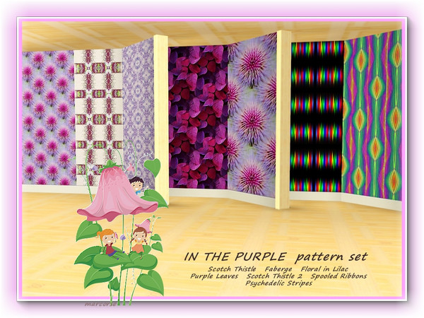 Sims 3 — In the Purple pattern set by marcorse — 7 patterns all with some connection to the colour, purple. 6 are