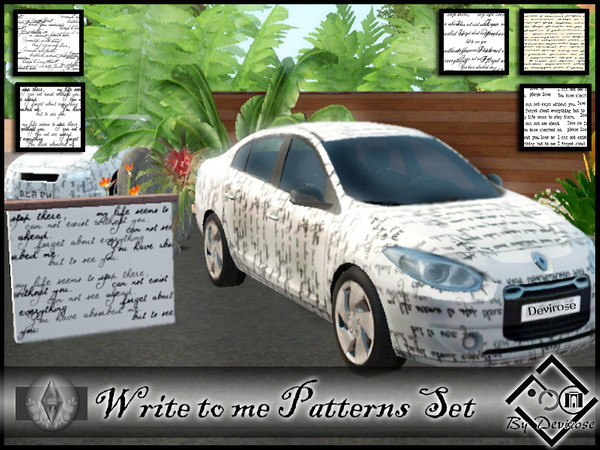 Sims 3 — Write Me Patterns Set by Devirose — As written on the skin, a love letter, these patterns are ideal,unique, both