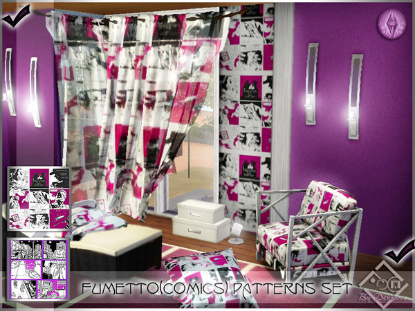 Sims 3 — Fumetto(Comics) Patterns Set by Devirose — Modern, attractive, distinctive design for these textures. Ideal for