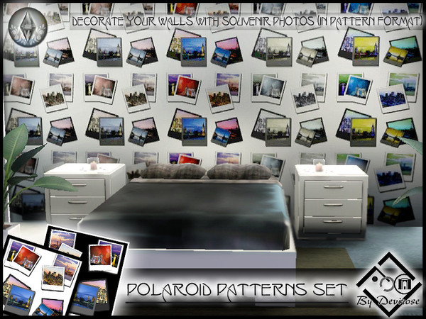 Sims 3 — Polaroid Patterns Set by Devirose — A background black or white, so here is a way to decorate your walls with