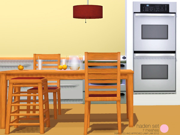 Sims 3 — Haden Set by DOT — Haden Set. Modern Living wood Table, Chair and Stool. With a Retro feel to the metal Double