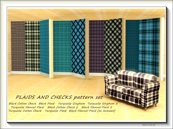 Sims 3 — Plaids and Checks pattern set by marcorse — Plaids and Checks pattern set comprises 10 Fabric patterns in