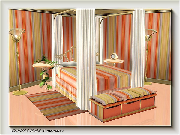Sims 3 — Candy Stripe 5 pattern by marcorse — Vertical candy stripes in orange, pink and yellow.