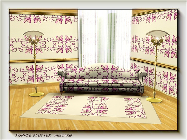 Sims 3 — Purple Flutter pattern by marcorse — Purple butterflies and iron lace in a simple mirror repeat pattern