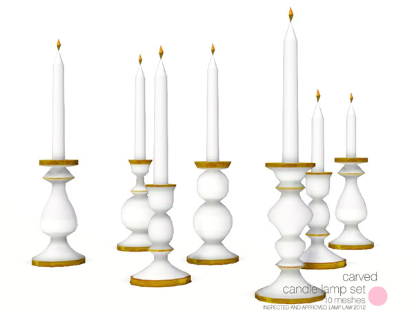 Sims 3 — Carved Candle Lamp Set by DOT — Carved Candle Lamp Set 10 Candle Sticks Contemporary and Traditional Metal or