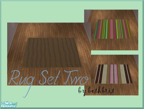 Sims 2 — Rug Set Two by bethbrit — Again, using Echo\'s mesh, three new rugs for your sims.