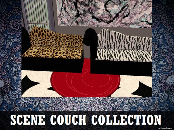 Sims 2 — Scene Couch Collection by staceylynmay2 — A set of 2 animal print gothic looking couches. Mesh is included.