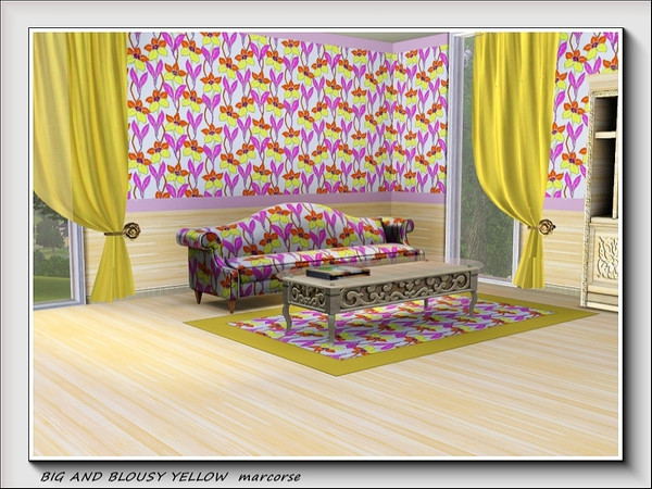 Sims 3 — Big and Blousy Yellow pattern by marcorse — Bold and cheery, this regular repeat pattern of red and yellow
