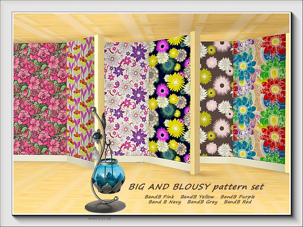 Sims 3 — Big and Blousy pattern set by marcorse — Six Fabrics patterns in bold and bouncy florals.