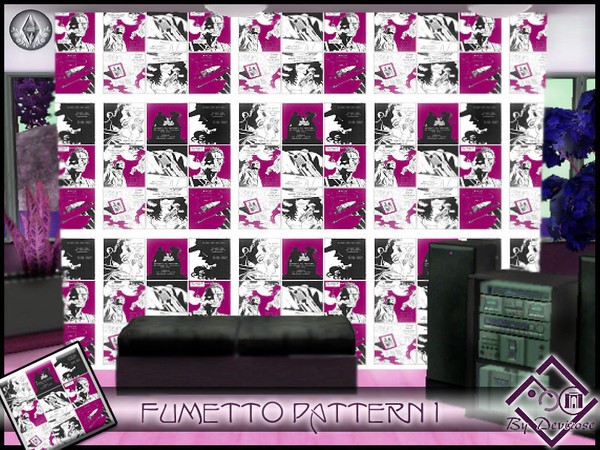 Sims 3 — Fumetto Pattern 1 by Devirose — By Devirose texture,created using EA's 'Create a Pattern'.'-No need Expansion