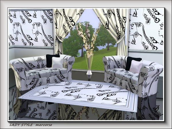 Sims 3 — Lady Style pattern by marcorse — A woman's head created from design elements and scrolls.